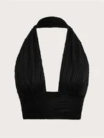 Haut court dos nu pour femmes, Sexy, couleur unie, col licou, vêtements Y2K, Grunge, Style High Street, Club, sans manches, Streetwear, été, 2024 1