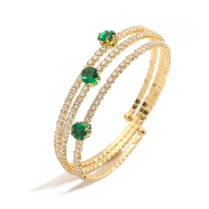 2 Styles CZ Stone Ice Crystal Transparent Light Luxury Ladies Banquet Party Ladies Adjustable Bracelet