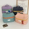 Quilted Plaid Girls Cosmetic Bags Retro Ladies Clutch Pencil Case Coin Purse Portable Travel Female Toiletry Storage Bag Handbag 6
