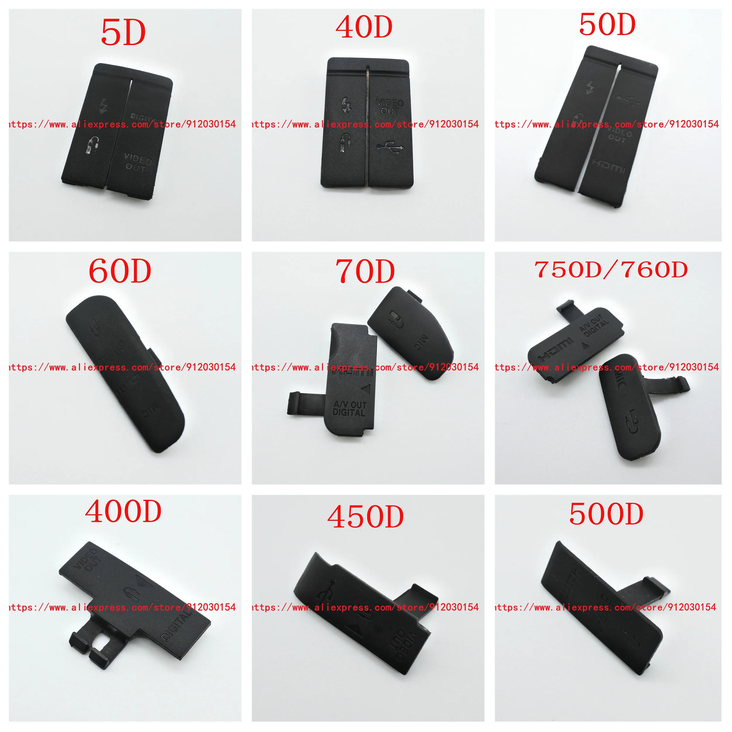 vhbw coperchio per corpo macchina compatibile con Canon EOS 50D, 550D, 5D, 5D Mark II, 600D, 60D, 650D, 6D, 7D fotocamera, DSLR - plastica, nero