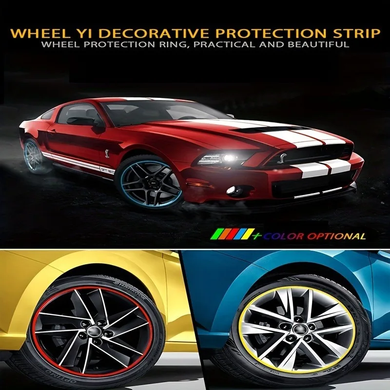 8-Meter Roll Rim Blades: Colorful Wheel Rim Protector Trim and Decor Strip