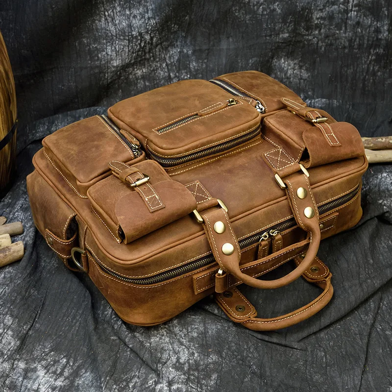 Distressed Large Leather Lenovo Mens Messenger Laptop Bag Briefcase