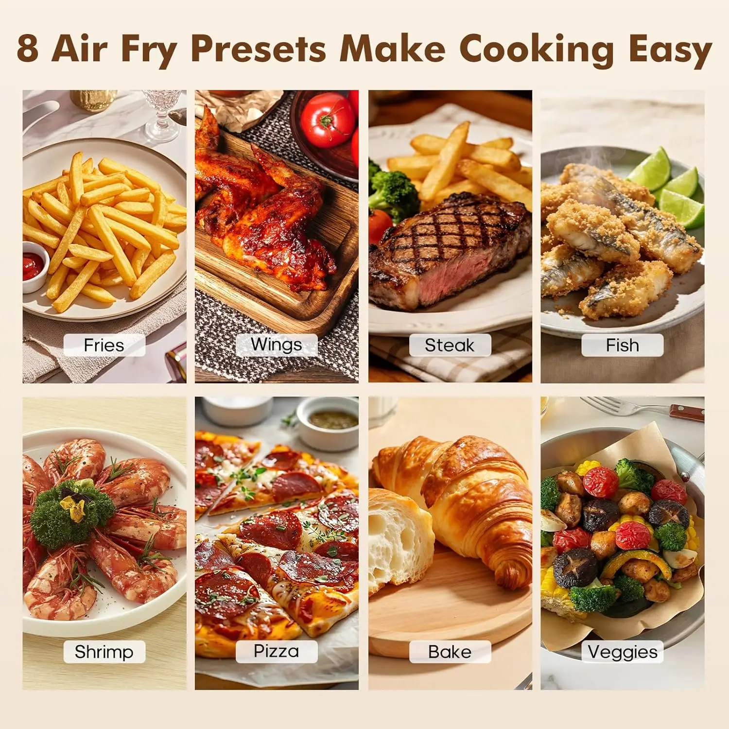 6.34QT Air Fryer with Window, 8 Food Presets with 400°F Max Heat, Black 4