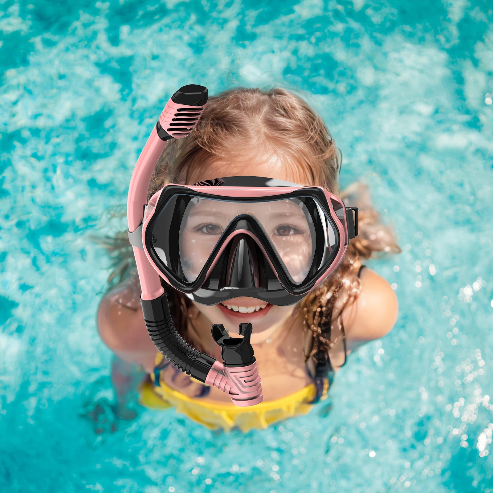 Diving Snorkeling Mask Set for Kids – Anti-Fog Swimming Mask with Nose Cover and Big Frame for Free Diving and Swimming Beach Toys and Leisure Accessories Snorkeling gear