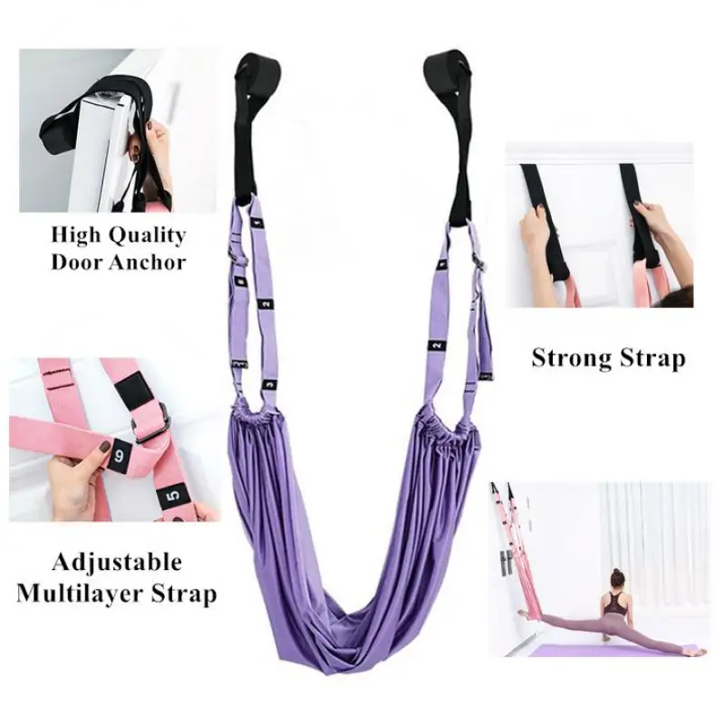 Aerial Yoga Strap, Yoga Strap Adjustable Anti-Gravity Inversion Yoga Hammock Swing Stretching Belts Gym Training Device