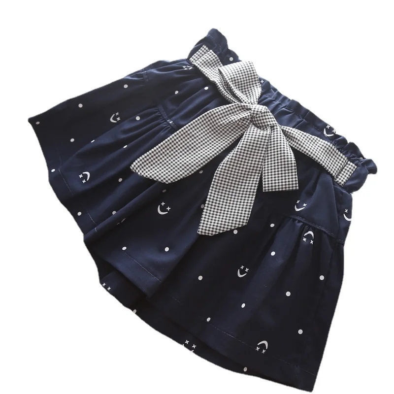 Summer Kids Girls Cotton Shorts Skirts Skorts Bowknot Waistband kids shorts,kids trousers