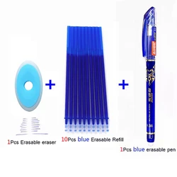 Premium Erasable Gel Pens - Washable Ink in Blue, Black, and Red for School and Office Writing (12Pcs blue set)