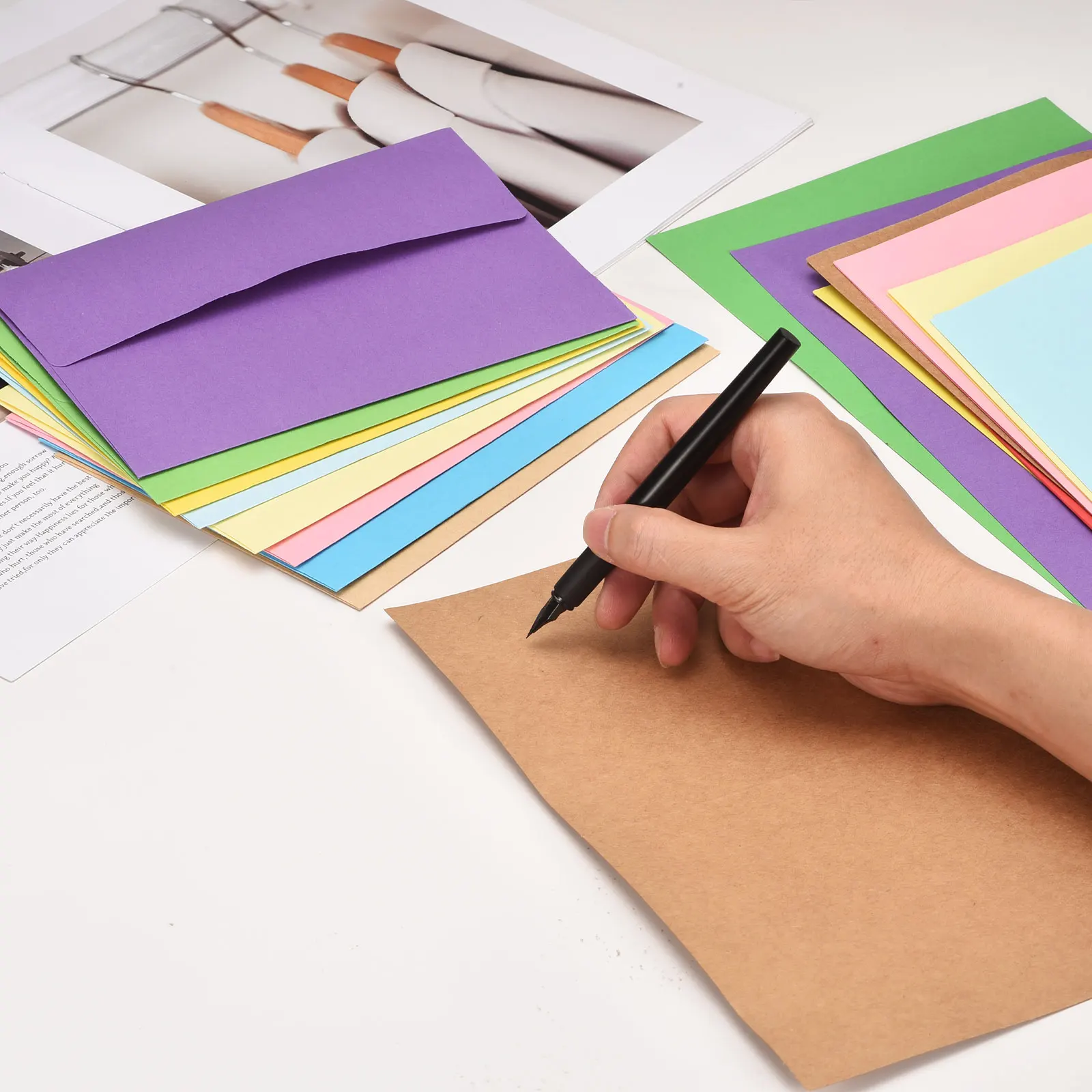50-Set A7 Self-Seal Envelopes with Folded Cardstock for Invitations and Greeting Cards