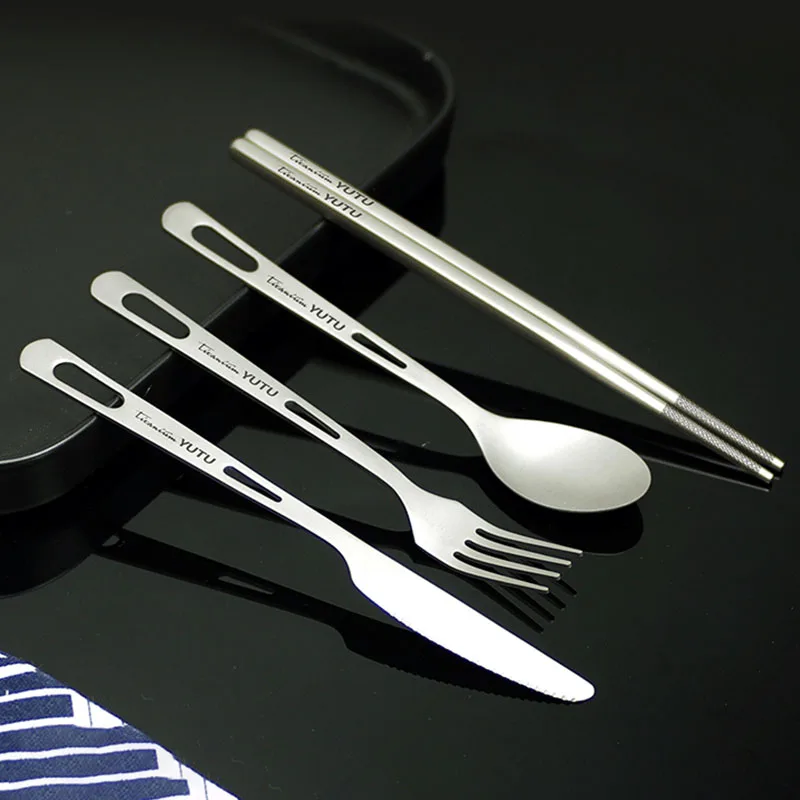 

Ultralight Titanium Portable Cutlery Set, Outdoor Tableware, Knife, Fork, Spoon, Camping, Hiking, Travel, Flatware