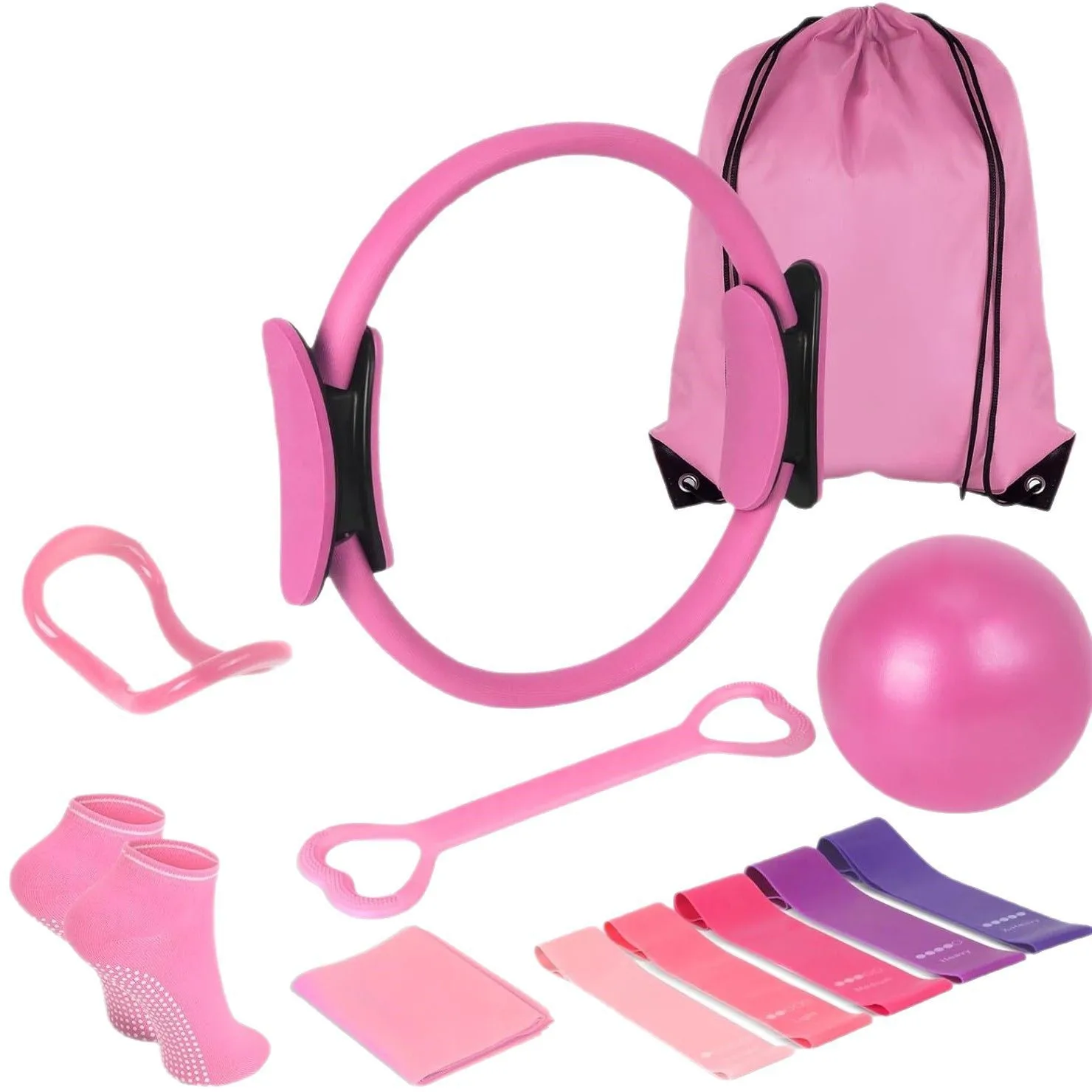 Pilates Ring & Ball Set With Resistance Bands – Home Workout Kit For Core, Arms, Thighs & Toning