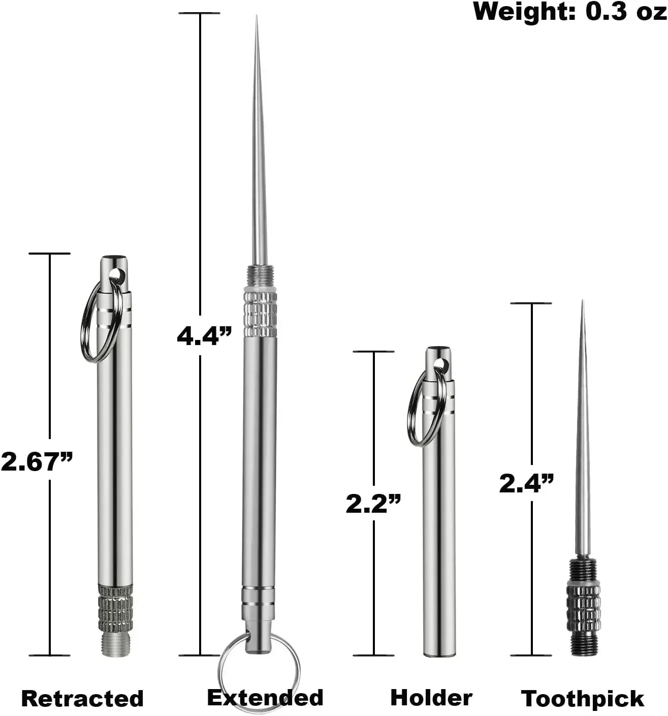 Portable Titanium Toothpicks Metal Pocket Toothpick Stainless Steel Toothpick Reusable Toothpicks Toothpick Set Toothpicks Set Retractable Toothpick 2PC For Picnic Camping