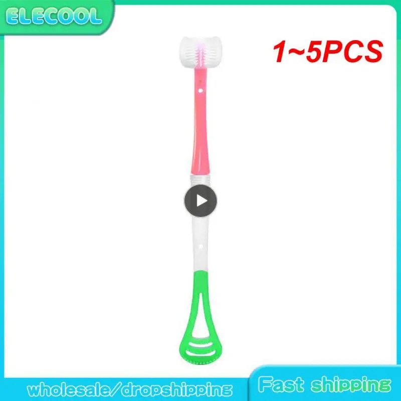 

1~5PCS Multi Functional Three Sided Children's Toothbrush Soft Hair 2-6-12 Year Old Baby U-shaped Oral Care Cleaning Tongue