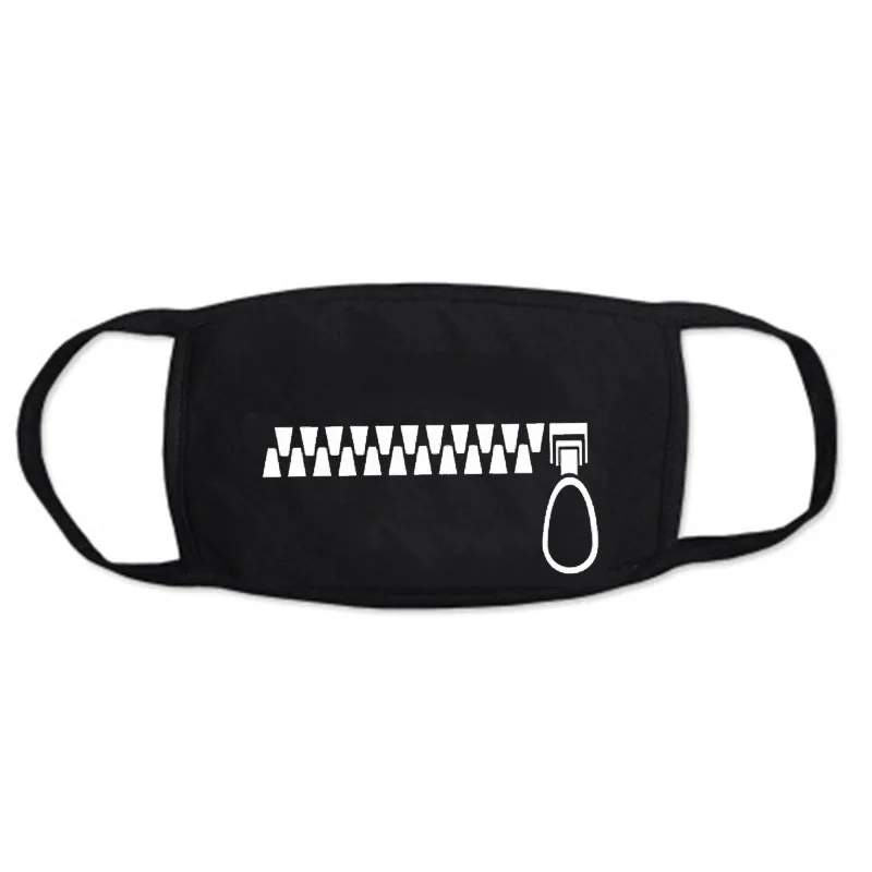 1PCS Black Bilayer Cotton Heart Anime Mouth Mask Anti Haze Dust Washable Reusable  Dustproof Mouth-muffle Winter Warm Mask 3