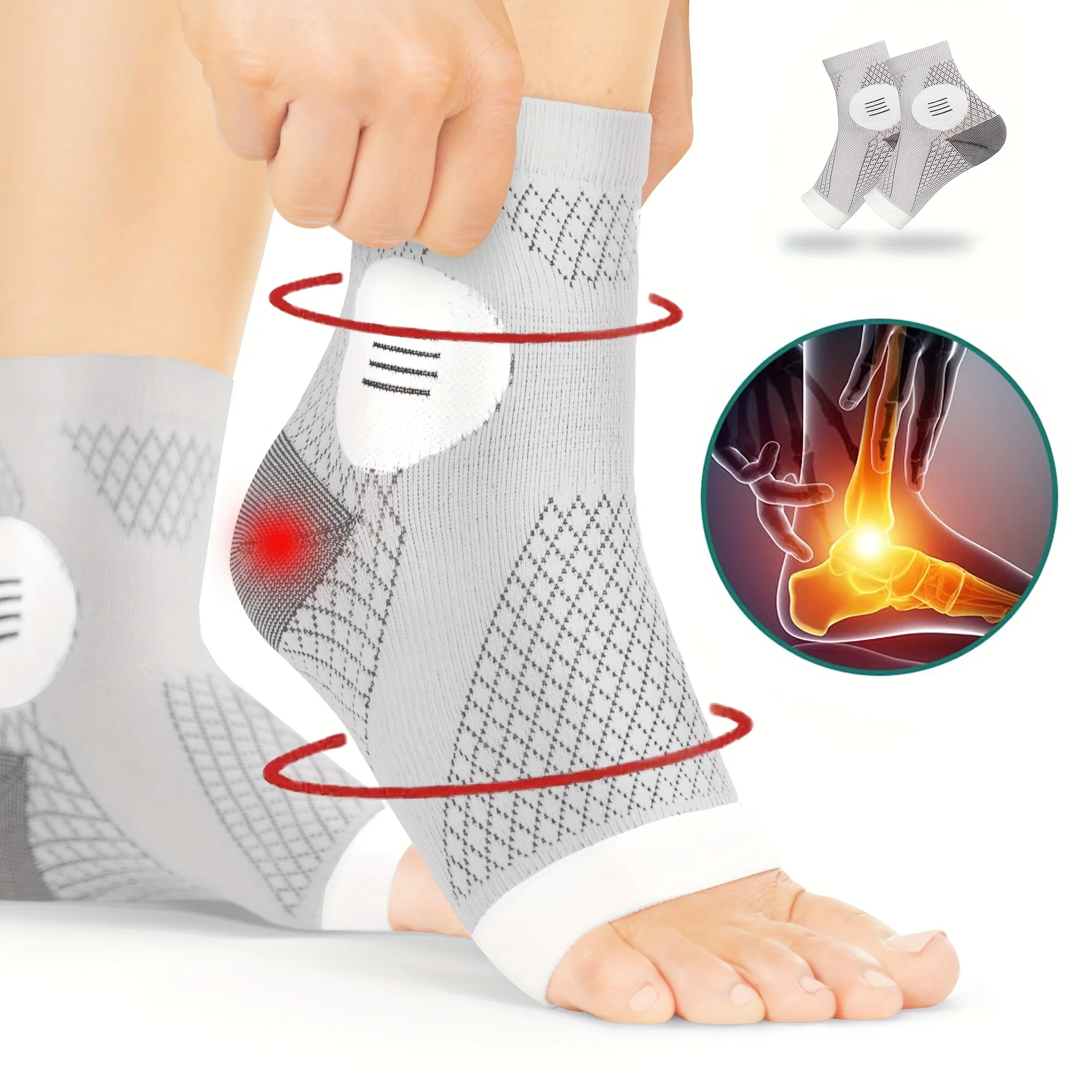 Enhanced Ankle Compression Socks with Arch Support and Open-Toe Design (9 Pairs)
