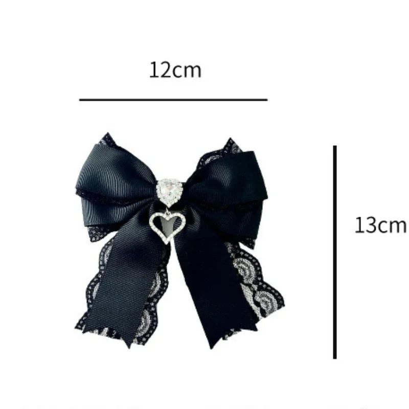 Bow Tie Brooch Heart Shape Rhinestone Pendant Pin Clips Handmade Jewelry Accessories for Women