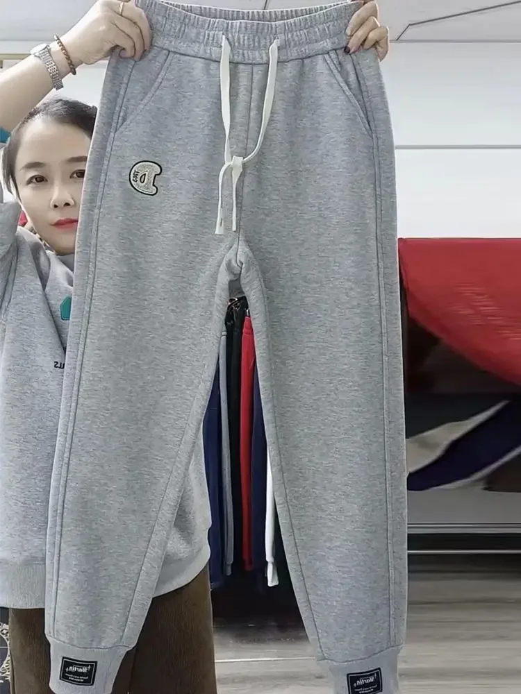 Warm Womens Plush Velvet Sweatpants Fall Winter Thick Fleece