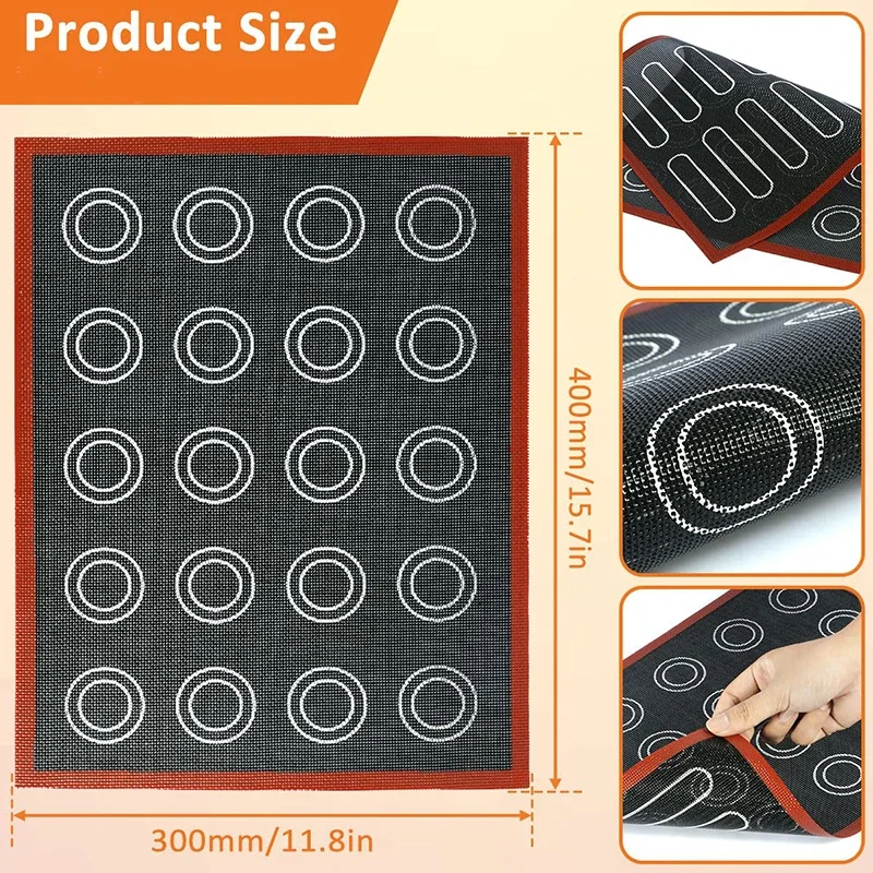 Perforated Silicone Non-Stick Baking Mat for Eclairs, Macarons, Bread, and Cookies