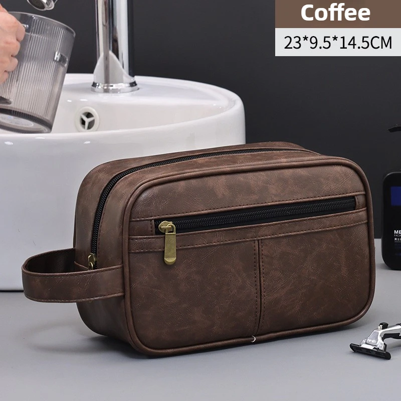 Men Business Travel Wash Toiletry Bag Waterproof PU Leather Bathroom Shaving Tools Organizer Pouch Cosmetic Bag Women Need Bag