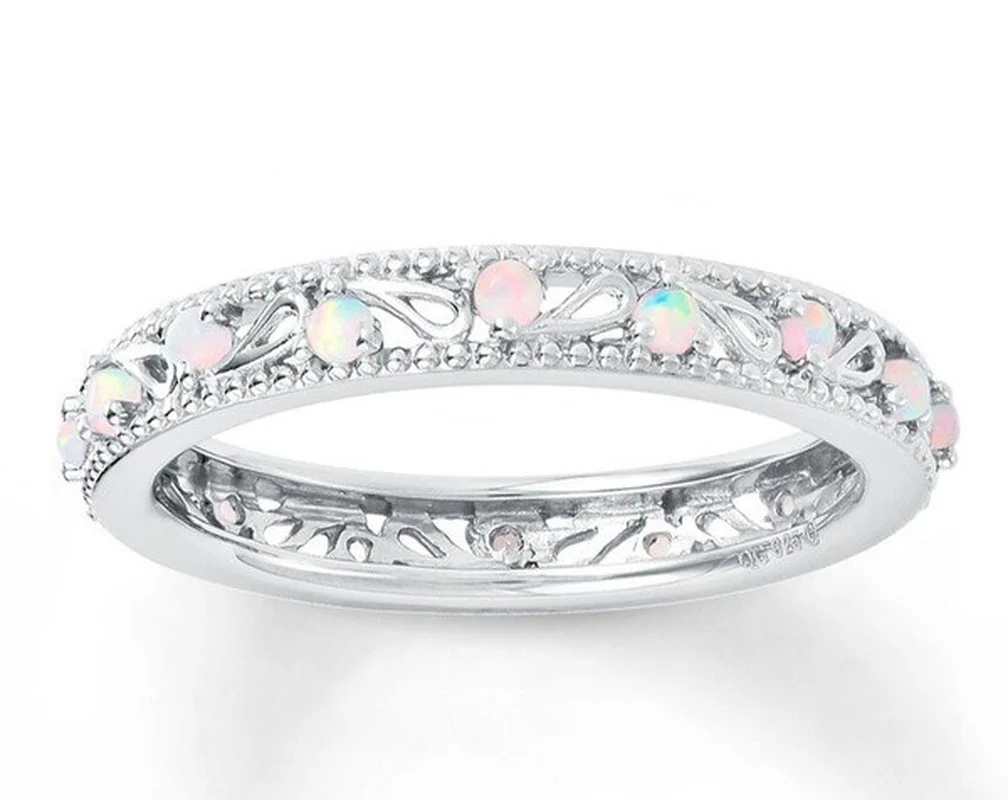 

Women's 925 Silver Vintage Inlaid Opal Ring Colorful Engagement Ring Silver Jewelry Ring Wholesale