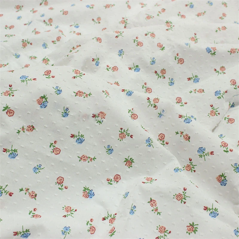 Breathable 100 Pure Cotton Jacquard Fabric Material Fresh Flower