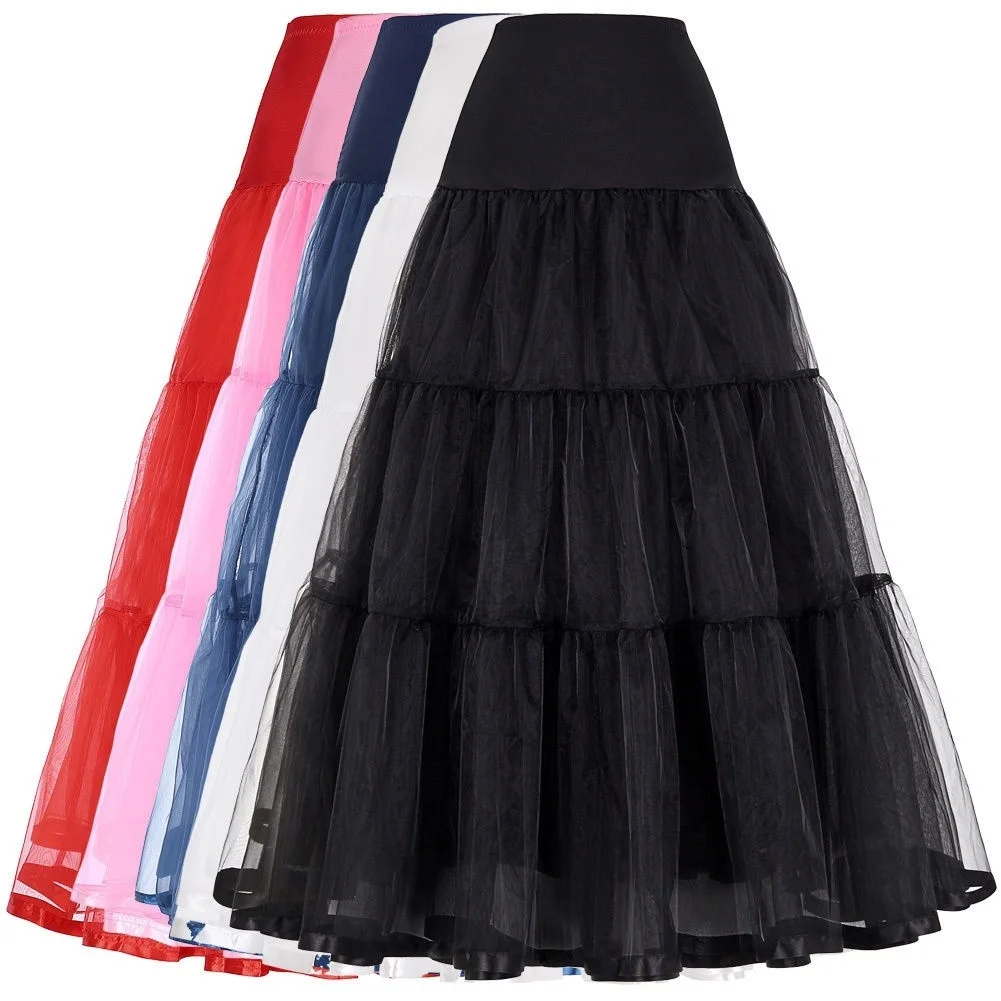 Vrouwen Petticoat Rok Lange Onderrok Bruiloft Avondjurken Crinoline Half Slips A-lijn Vloer Lengte Bruidsjurk Wit Groot/X-Large