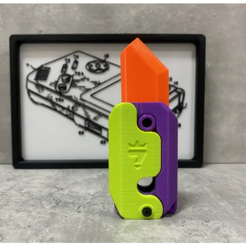 

3D Printing Gravity Knife Cub Jumping Small Radish Knife Mini Model Pendant Push Card Decompression Toy Mini Butterfly Knife