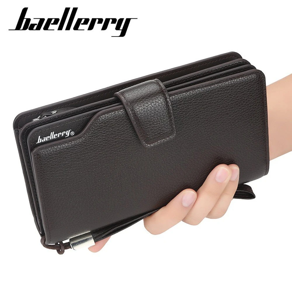 Premium PU Men's Long Wallet Multi-Functional Zipper Compartment RFID Blocking Organizer for Travel