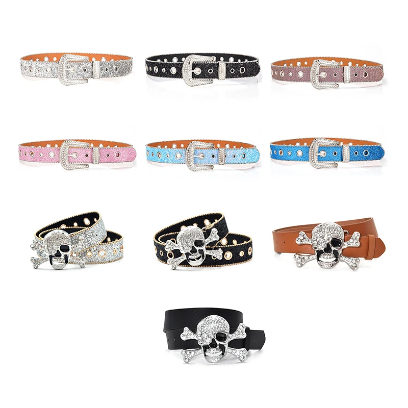Texwood men's casual and sports wear store, summer beach clothes, men's leather fashion, jewelry, sunglasses Shinning for rhinestone Belts Women PU Leather Western Y2K Girls Belt for Jeans Men
