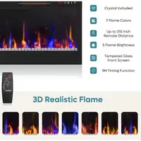 70 in. Black Marble LED TV Stand Fits TV's Up to 75 in. Entertainment Center with Fireplace and Cabinets 2