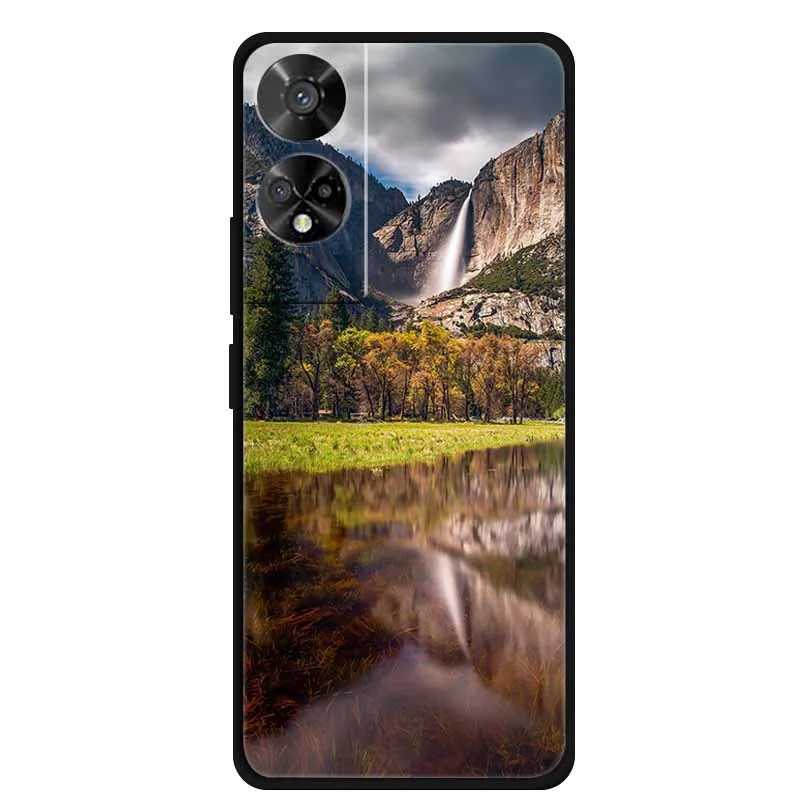 Original Soft Silicone TPU Phone Case Back Cover - Fashion Planet Design, Black Bumper