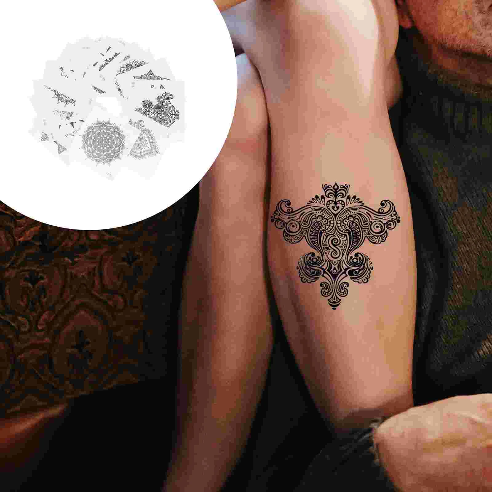 

20 Pcs Stickers Waterproof Tattoo Temporary Tattoos Decal Mandala Flower Floral Decals