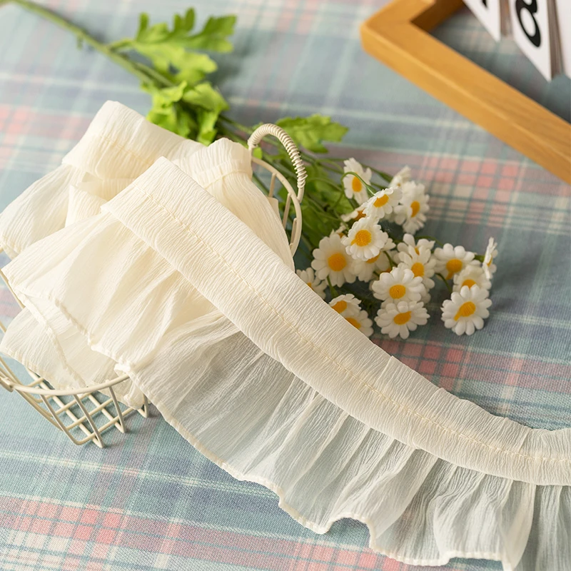 Pleated Lace Fabric 2meters/Lot For Sewing Needlework Accessories Clothing Diy Crafts Skirts Fringe Ribbons Trimming