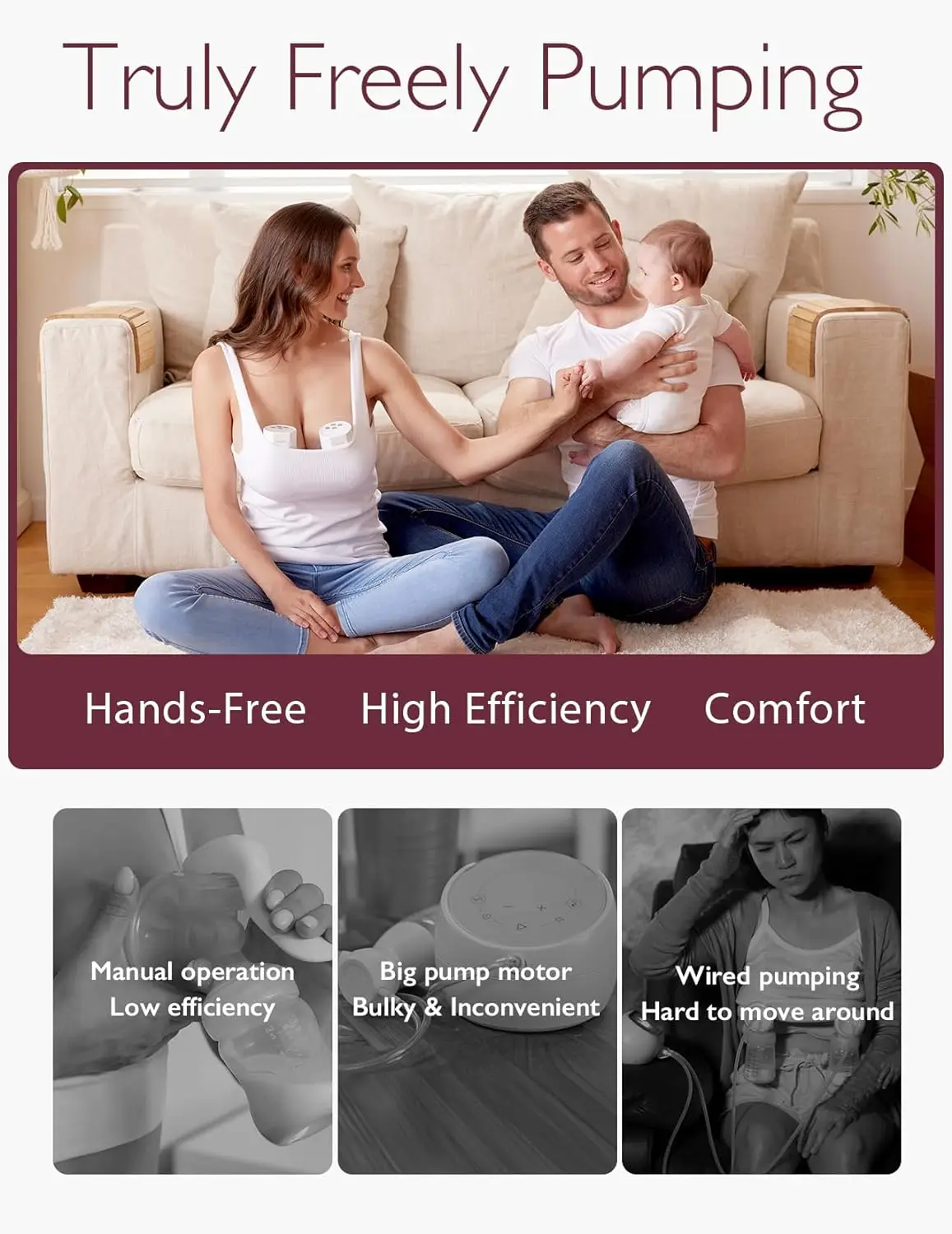 Momcozy Double Breast Pump S12 Pro Hands-Free, Wearable & Wireless Pump with Soft Double-Sealed Flange, 3 Modes & 9 Levels