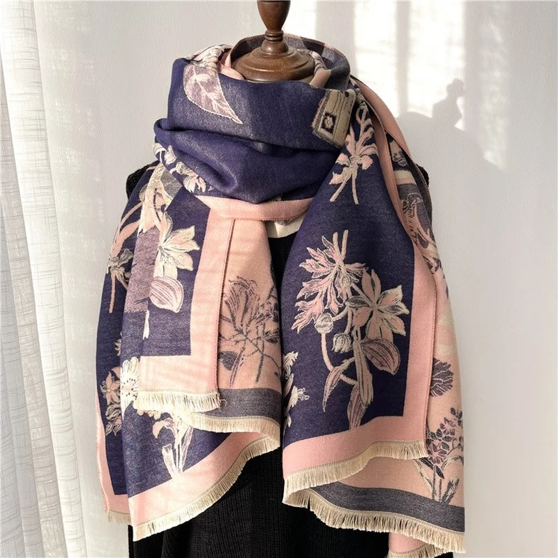 2022 New Luxury Design Winter Cashmere Wraps Scarfs Women Shawls Scarves Lady Pashmina Bufanda Blanket Female Stoles Warm Thick