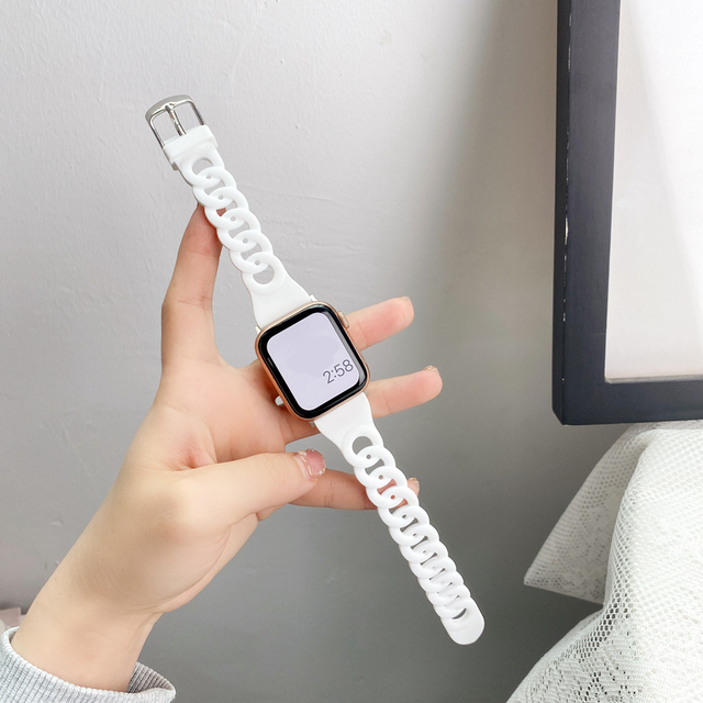 Style Strap38mm 42mm 40mm For Apple Watch Connected shape Link SE7 6 5 4 3 2 1 for iWatch 44mm 41/45mm Soft Silicone Band