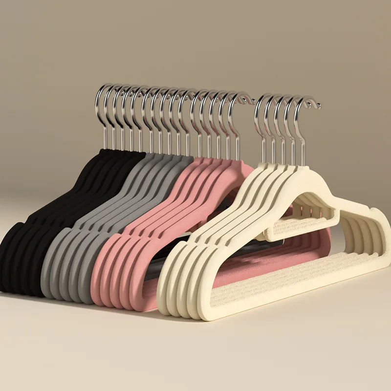 10pcs Organizing Hangers, Seamless Hangers, Flocked Hangers, Non-slip Household Clothes Supports
