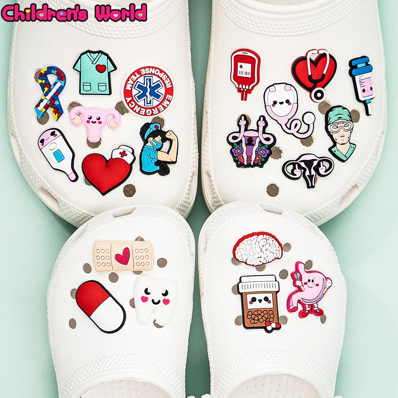 531pcsMedicalCrocCharmsThermometerStethoscopeSyringeShoeCharms