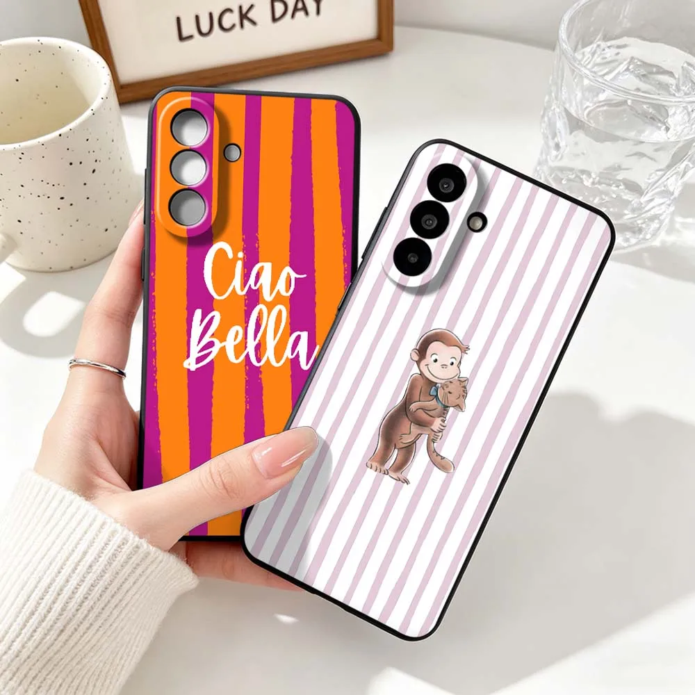 Orange Striped Minimalist Black Phone Case