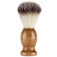 Brosse de rasage en poils de blaireau naturel pour hommes, Salon de coiffure, appareil de nettoyage de la barbe du visage, outil de rasage, brosse de rasoir avec manche en bois 3