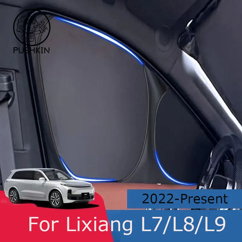 

For Lixiang L7 L8 L9 ONE2024 Full Black Car Sunshade Side Window Privacy Curtains Front Rear Sunscreen Heat Insulation Sunshield