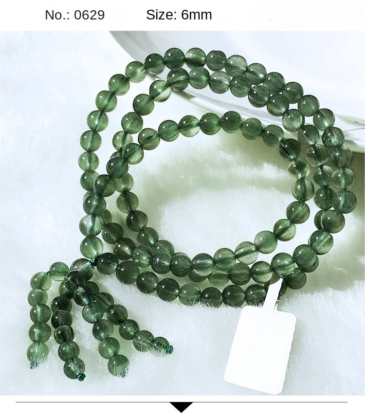 

Natural top-level green crystal bracelet, dark green, 108 green tourmaline crystal bracelet, worth collecting
