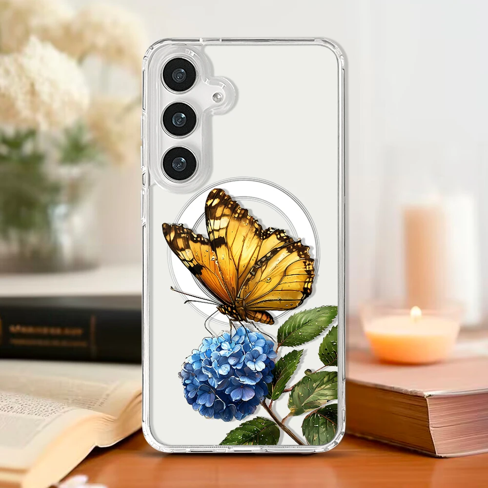 Butterflies and Flowers Magnetic Phone Case - Elegant Protective Cover