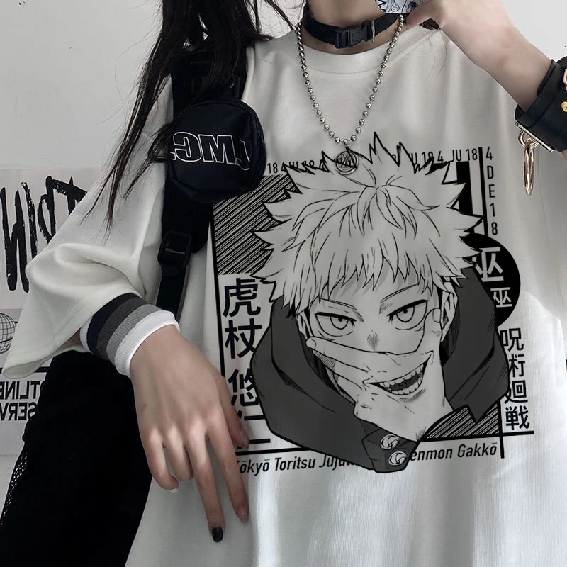 

2022 T-shirt Japanese Anime Women's T-shirt Jiu-Jitsu Kaisen T-shirt Unisex Top Graphic Y2k Cool Unisex T-shirt Male Goth Tops