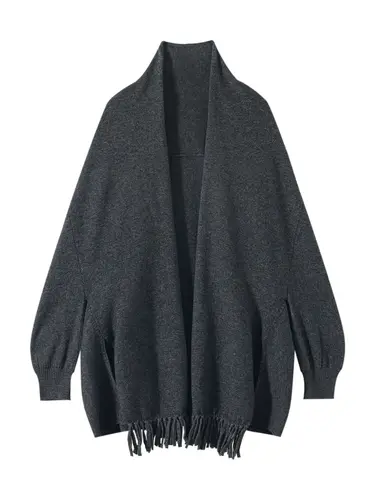 Light Luxury Autumn Winter Woman Shawl New Fashion 100% Cashmere Knitwear Tassel Loose Sweater Lady Long Sleeve Clothing Tops - Image 4