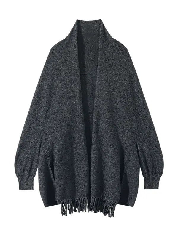 Light Luxury Autumn Winter Woman Shawl New Fashion 100% Cashmere Knitwear Tassel Loose Sweater Lady Long Sleeve Clothing Tops - Image 4