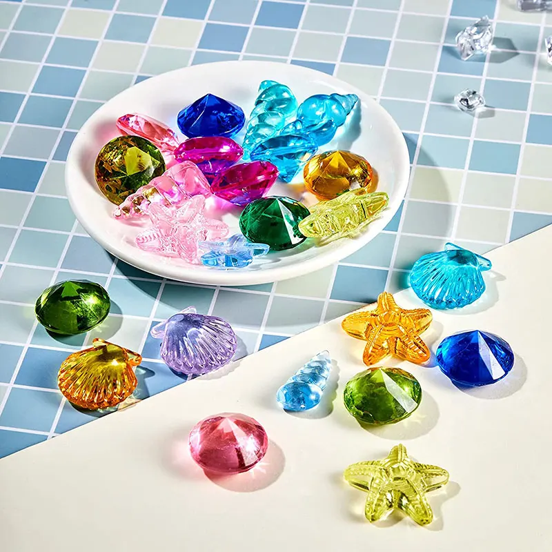 Kids Summer Pool Diving Treasure Hunt Game Ocean Treasure Acrylic Gems Underwater Water Games Pool Accessories Set Children Toys 4