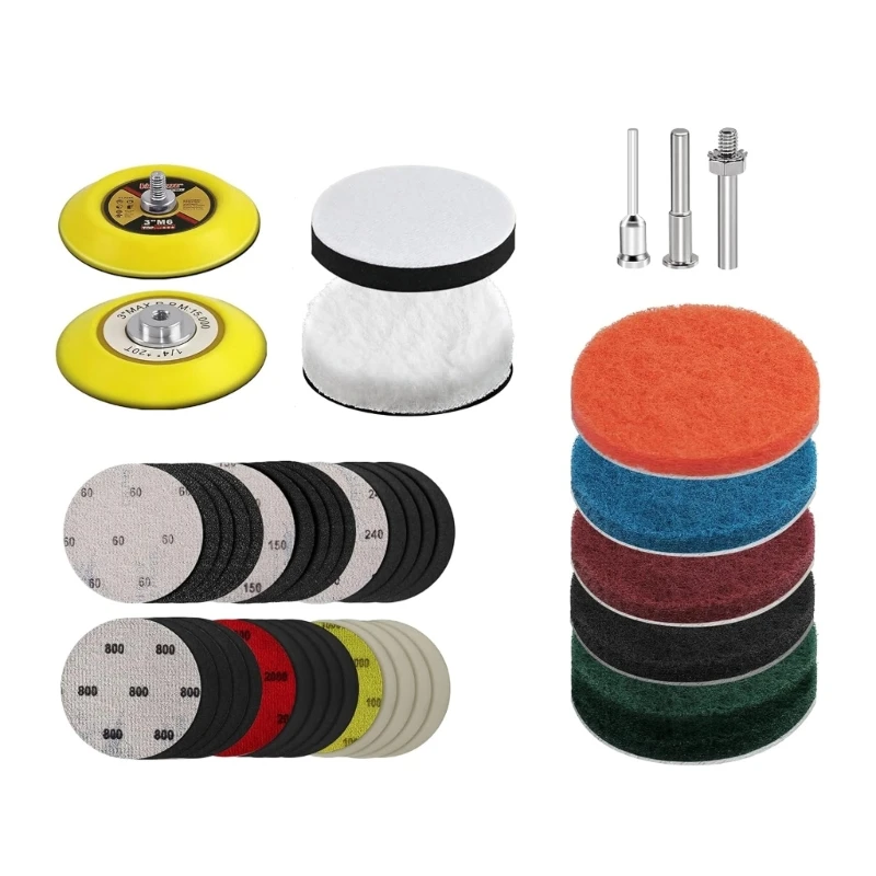

42Pcs Car Headlight Restoration Kits Sanding Discs Pad Kits for Drill Grinder Rotary Tools Hook and Loop Sandpaper Discs