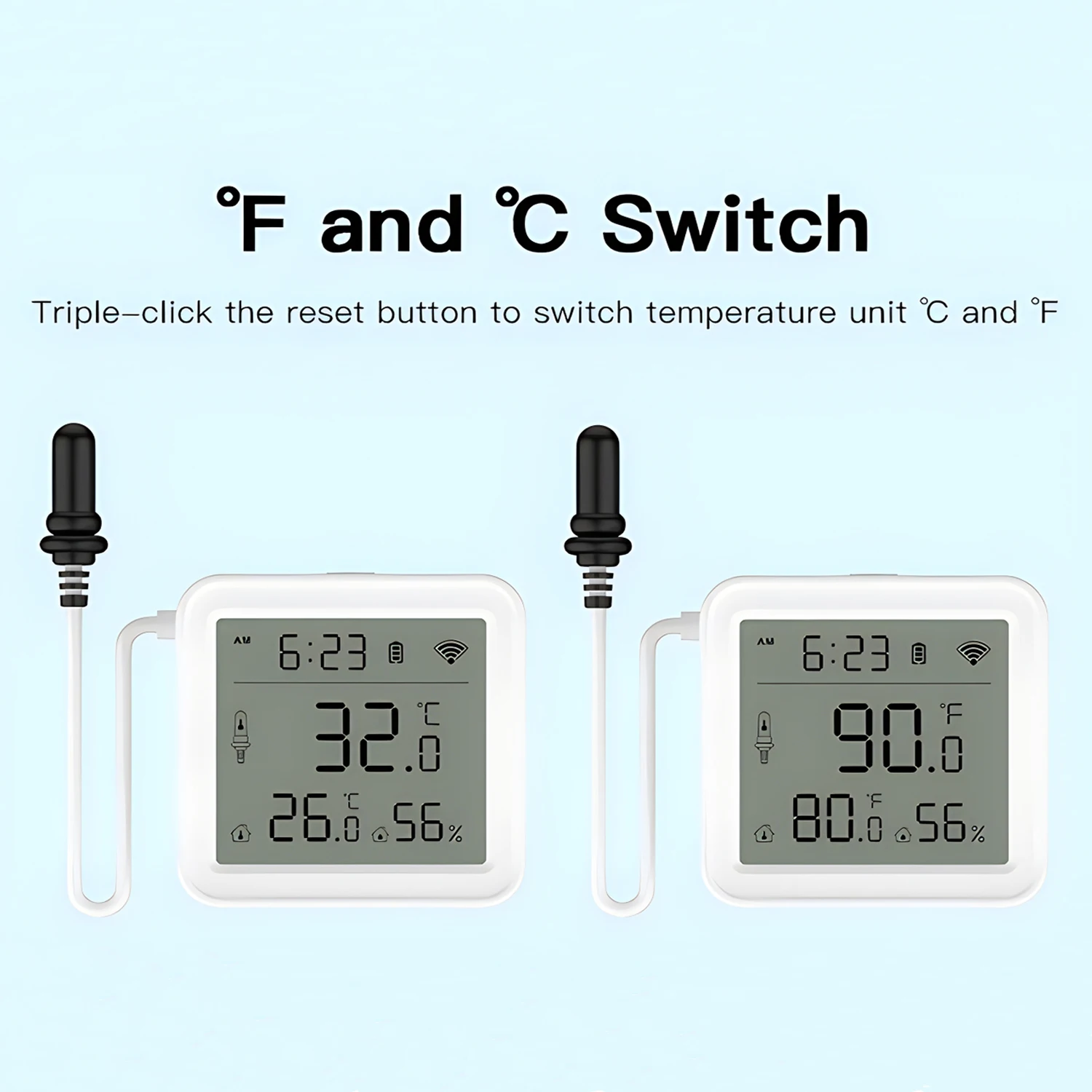 Tuya Smart WiFi/ZigBee Temperature & Humidity Sensor External Probe 12/24H Switch Work With Alexa Google Assistant temperature humidity meter air thermohygrometer