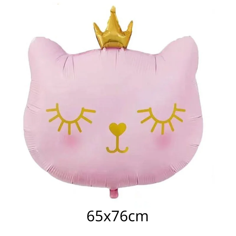 

Pink Black Crown Kitten Fairy Aluminum Film Balloon Design Cat Head Balloon Cute Kitty Girl Birthday Party Decoration