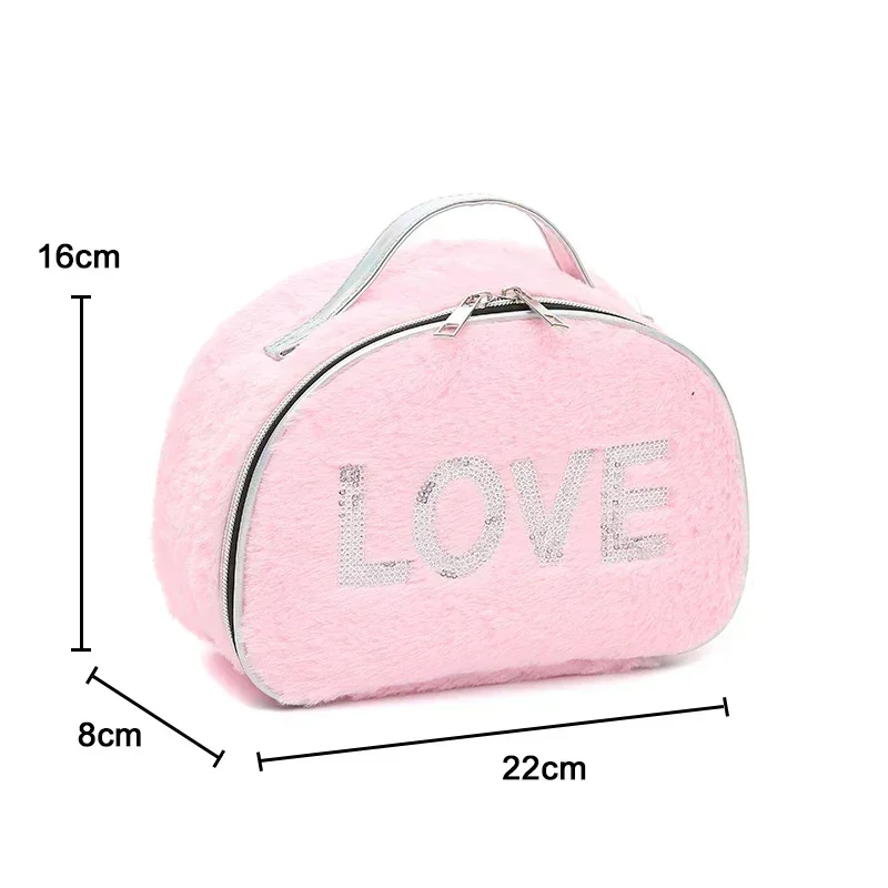 Fur Cat Cosmetic Bag Women Plush Makeup Bag Female Beauty Case Travel Large Toiletry Makeup Case Bag Female Girl Organizer Bags 6
